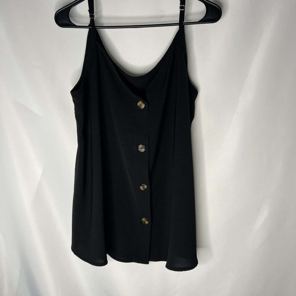 Womens Tank Top Black Shirt Size 2XL Adjustable Straps Lightweight Tortoise Shel